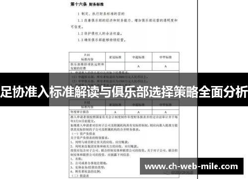 足协准入标准解读与俱乐部选择策略全面分析 足协准入标准解读与俱乐部选择策略全面分析