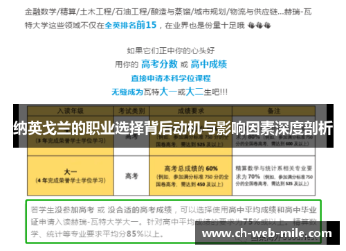 纳英戈兰的职业选择背后动机与影响因素深度剖析 纳英戈兰的职业选择背后动机与影响因素深度剖析